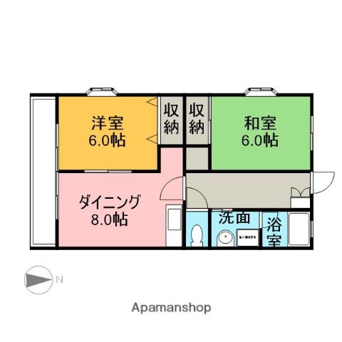プレミールⅡ(2DK/2階)の間取り写真