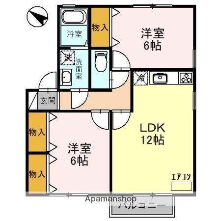 アドラブールⅠ(2LDK/1階)の間取り写真