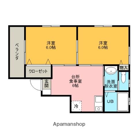 長蔵マンション(2DK/2階)の間取り写真