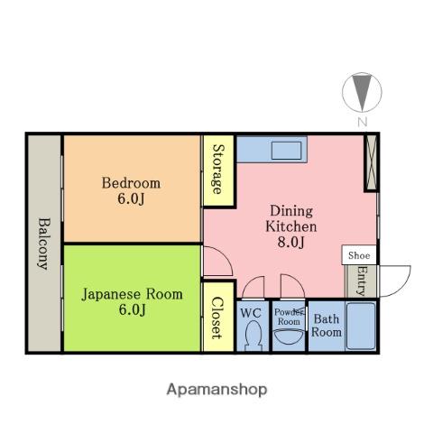 コスモプレイス北原台Ⅰ(2DK/3階)の間取り写真