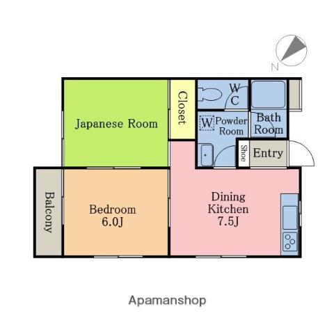 パストラルシオン(2DK/2階)の間取り写真