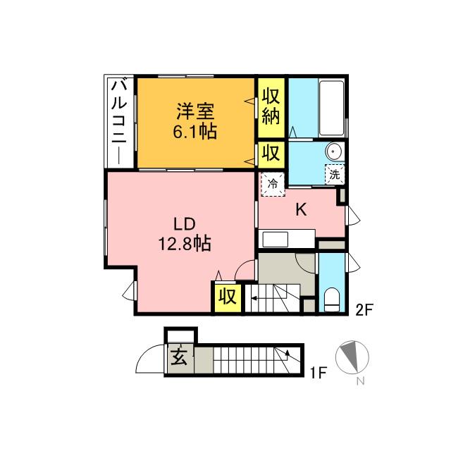ドエルM(1LDK/2階)の間取り写真