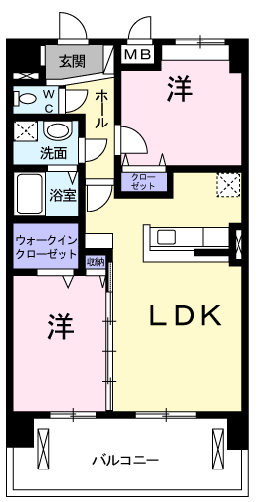 オーベルコート(2LDK/3階)の間取り写真