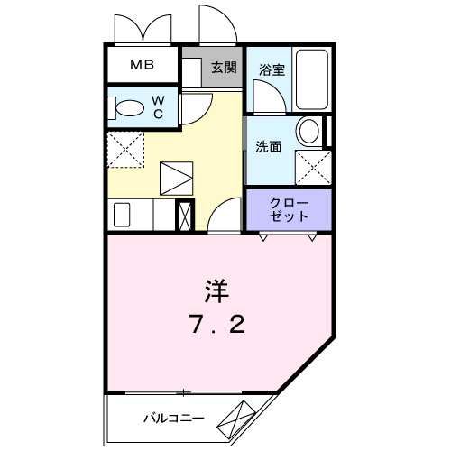 メゾンドール戸塚(1K/2階)の間取り写真