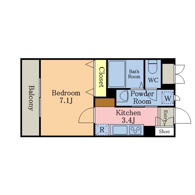 アレアデマンⅡ(1K/3階)の間取り写真