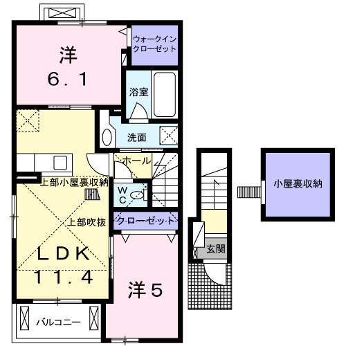 アルドーレⅠ(2LDK/2階)の間取り写真