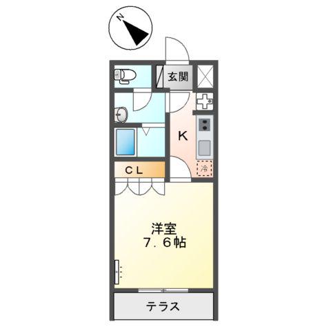 エルシオン2(1K/1階)の間取り写真