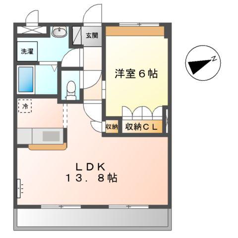 TIARA(1LDK/3階)の間取り写真