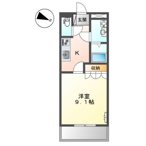 GRANDE VILLA(1K/1階)の間取り写真