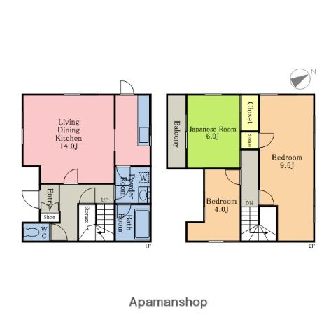 武蔵野線 東川口駅 徒歩12分 2階建 築43年(3LDK)の間取り写真
