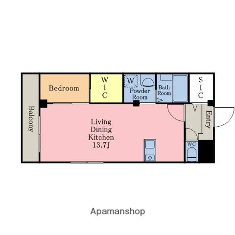 ガーデンシオン(1LDK/4階)の間取り写真