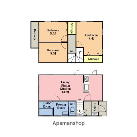 武蔵野線 東川口駅 徒歩9分 22階建 築4年(3LDK)の間取り写真