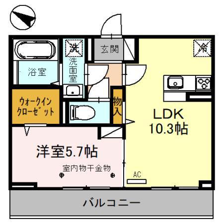 リヴィエールⅠ(1LDK/2階)の間取り写真