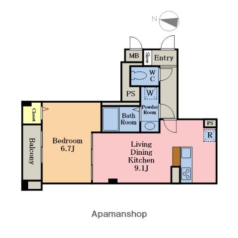 カーサスミレトレス(1LDK/2階)の間取り写真