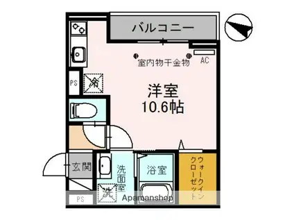ソレイユ ラ コリーヌ東川口(ワンルーム/2階)の間取り写真