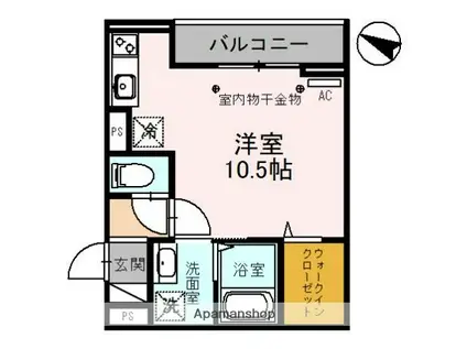 ソレイユ ラ コリーヌ東川口(ワンルーム/3階)の間取り写真