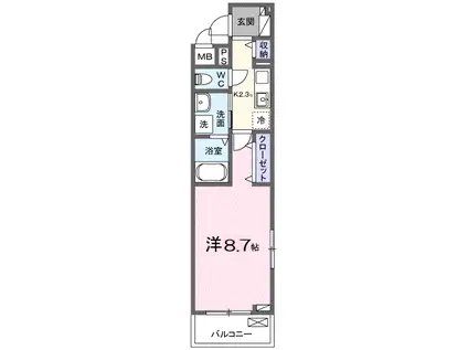 カンパニュール(1K/2階)の間取り写真