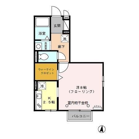 プランドール(1K/2階)の間取り写真