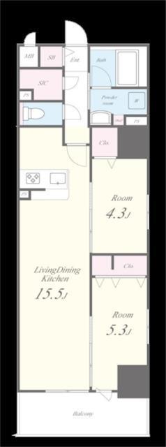 スターズスクエア浦和美園(2LDK/6階)の間取り写真
