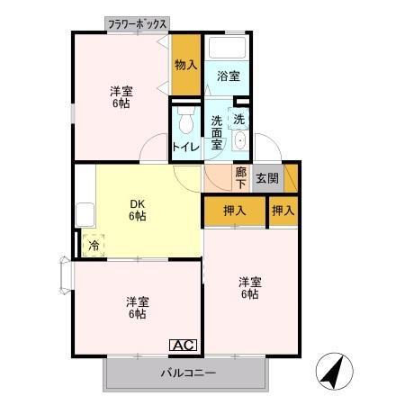 ヴァンベール東川口V(3DK/1階)の間取り写真