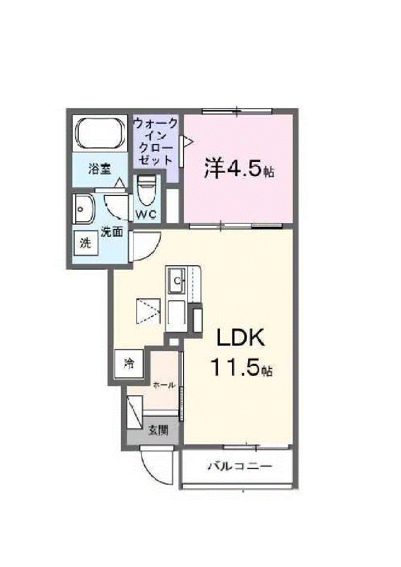 NEW DEFI恵美(1LDK/1階)の間取り写真