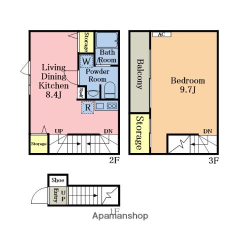 ベックアパートメント東川口(1LDK/2階)の間取り写真