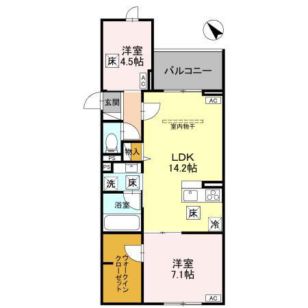 NOBLE VILLA浦和美園(2LDK/1階)の間取り写真