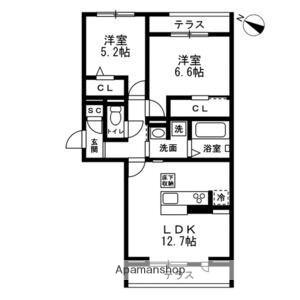 フルール(2LDK/3階)の間取り写真