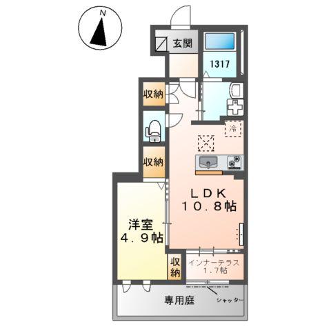 アドニス(1LDK/1階)の間取り写真