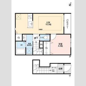 リーブルファイン草加新栄(1LDK/2階)の間取り写真