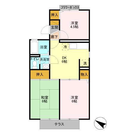 サンラインII(3DK/2階)の間取り写真