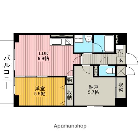 プライムスクエアⅡ(1SLDK/9階)の間取り写真