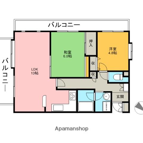ザ・ルネサンスヒルズⅠ(2LDK/4階)の間取り写真