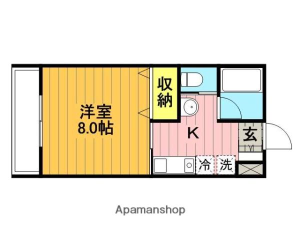 コスモヴィラ弐番館(1K/1階)の間取り写真