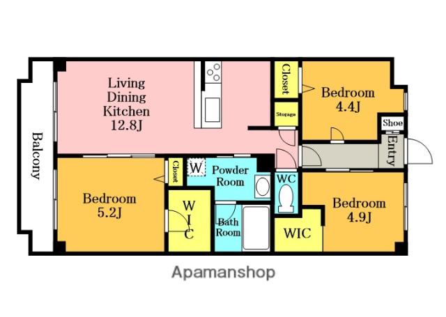 ロマネスクKEN(3LDK/4階)の間取り写真