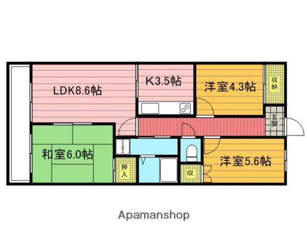 ロマネスクKEN(3LDK/2階)の間取り写真
