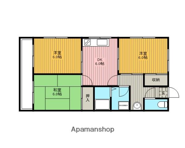 リシェス笹屋(3DK/2階)の間取り写真