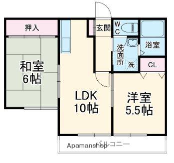 メゾン戸張(2LDK/1階)の間取り写真