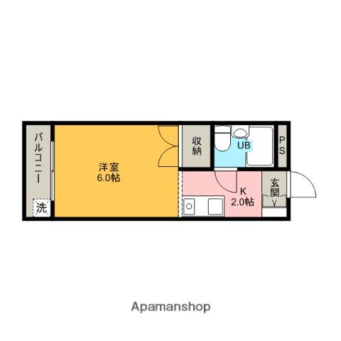 パープルティアラ(1K/1階)の間取り写真