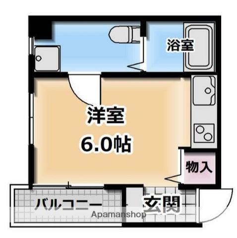 ロワール北浦和(1K/1階)の間取り写真