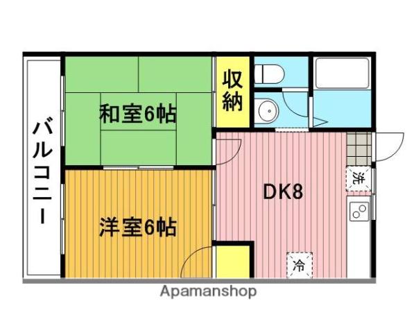 コーポ三角(2DK/2階)の間取り写真