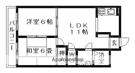 ヴィレッジ関(2LDK/3階)の間取り写真