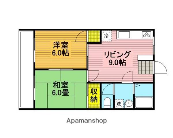 伊藤ハイム(2DK/1階)の間取り写真