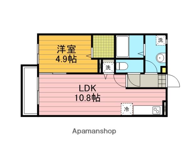 OHANA HARE B(1LDK/2階)の間取り写真
