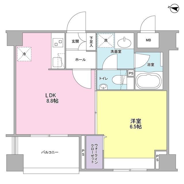 ソアラノーム北浦和(1DK/4階)の間取り写真