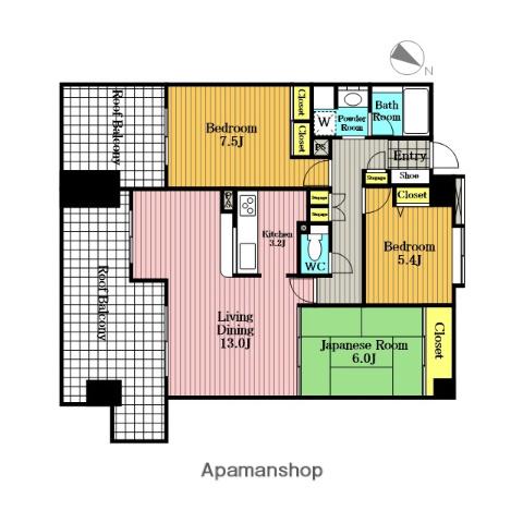 サンリーノ北浦和(3LDK/8階)の間取り写真