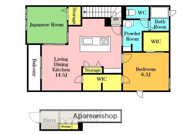 FARESDERITE B(1LDK/2階)の間取り写真
