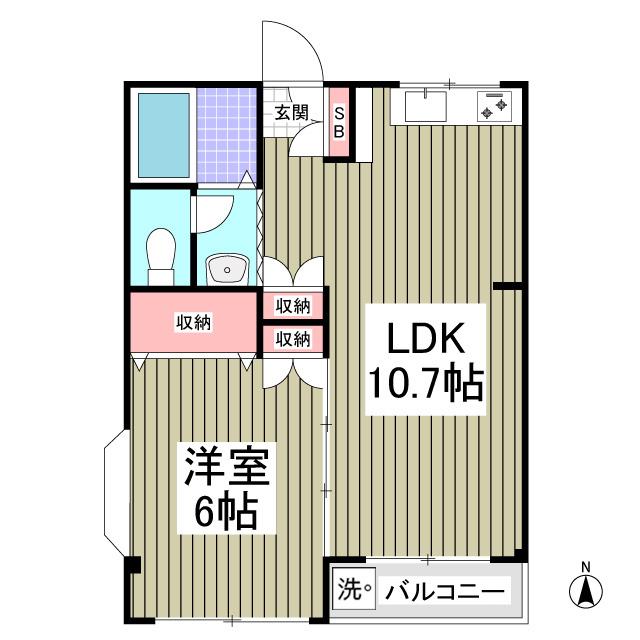 マイネルロッヂⅡ(1LDK/3階)の間取り写真