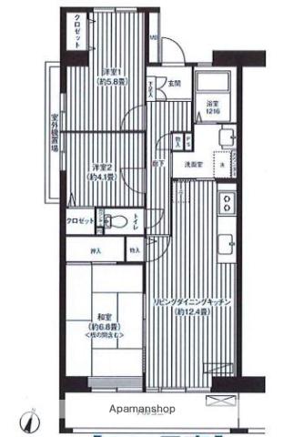 コーポレート浦和中島2号棟(3LDK/2階)の間取り写真