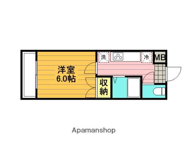 ユーラナス浦和(1K/2階)の間取り写真